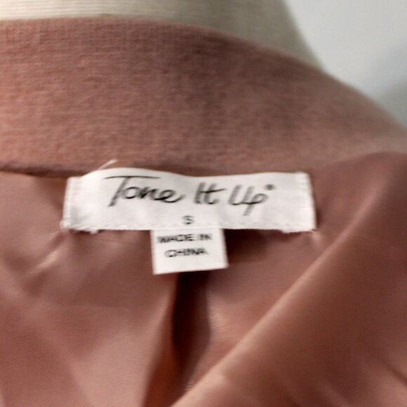 Tone It Up Rose Gold Satin Bomber Jacket Size Small - Picture 4 of 8